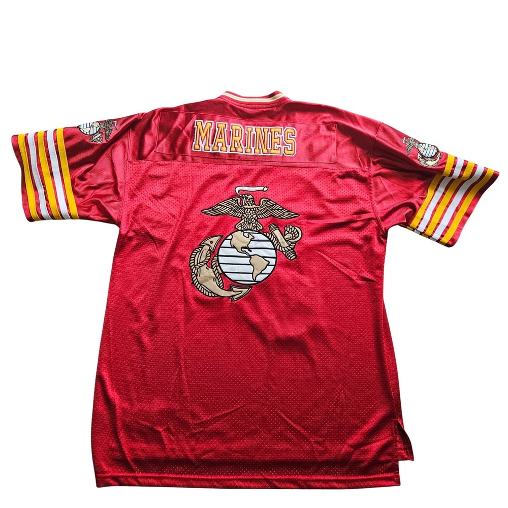 Colosseum Athletics USMC Jersey Men Large Red Embroidered Marines Football Shirt - Picture 2 of 14